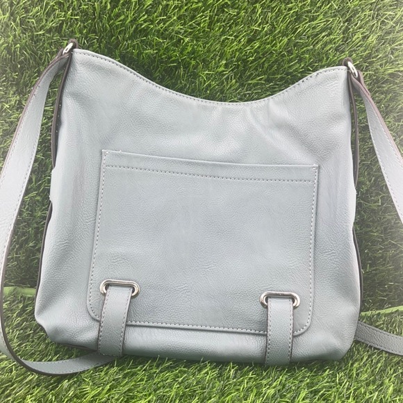 Simply Vera Vera Wang Crossbody Bag Blue Gray Snake Print Leather Purse - Picture 4 of 12